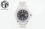Rolex Yacht-Master 40mm 3235 Movement 904L Steel Black Face Blue Lume SS Oyster Strap Watch